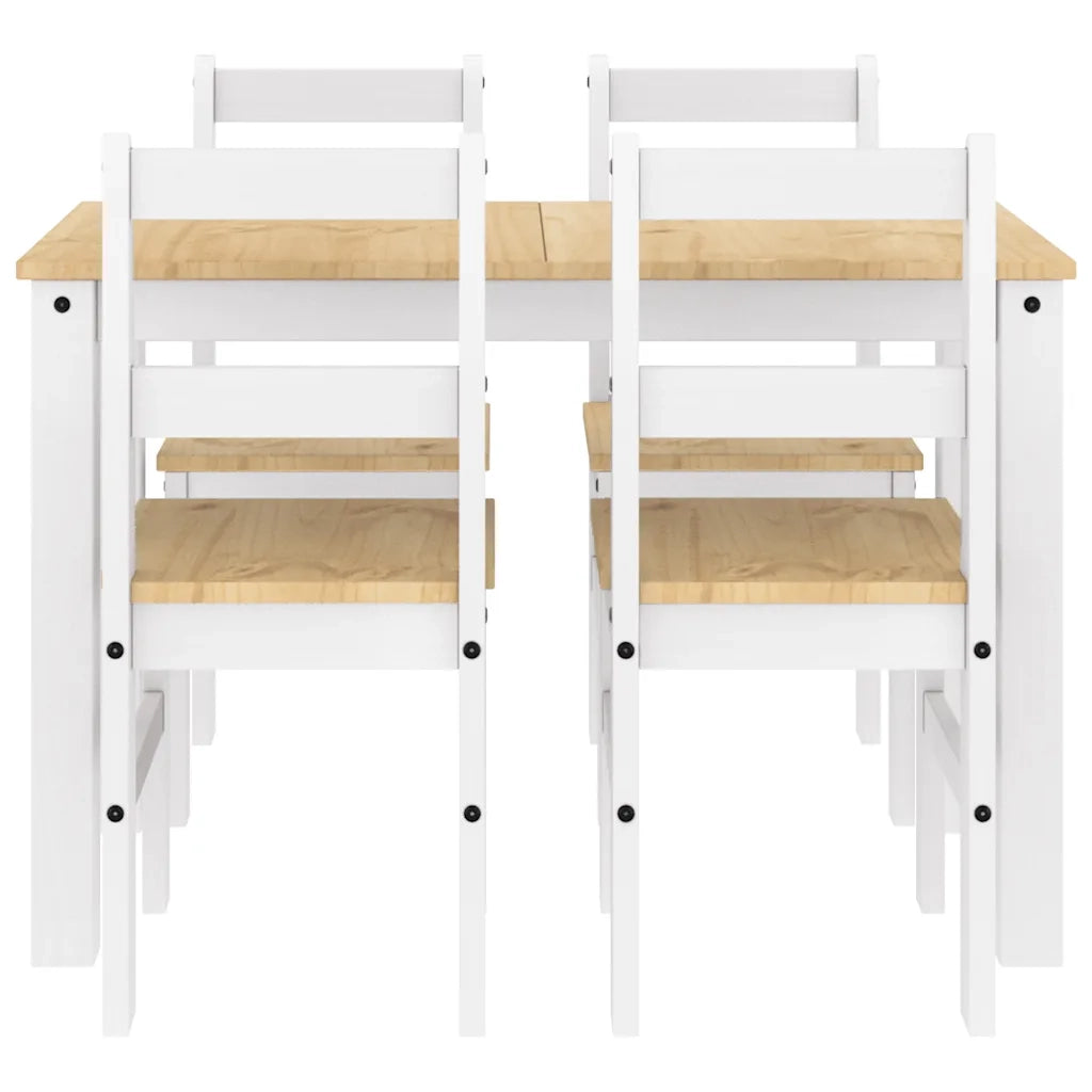 Set da Pranzo 5 pz PANAMA Bianco in Legno Massello di Pino 3345172