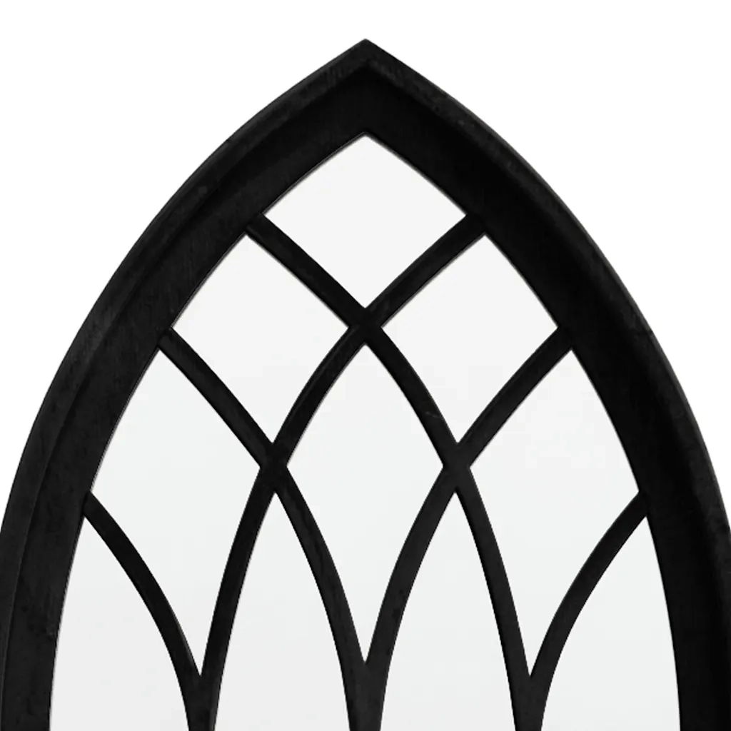 Specchio da Giardino Nero 70x30 cm in Ferro per Uso Esterno