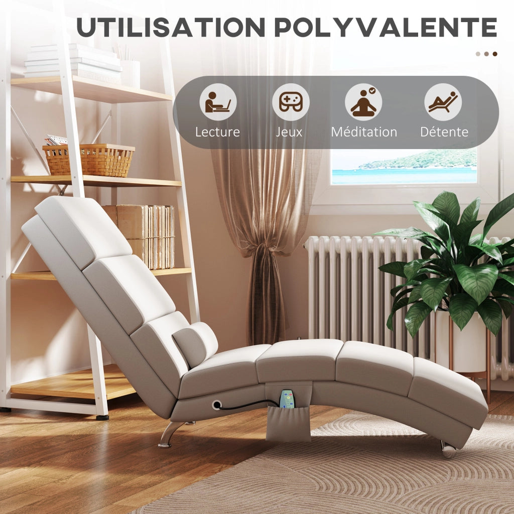 Poltrona relax massaggiante con riscaldamento ¨C Xylo ¨C tessuto effetto lino crema con telecomando