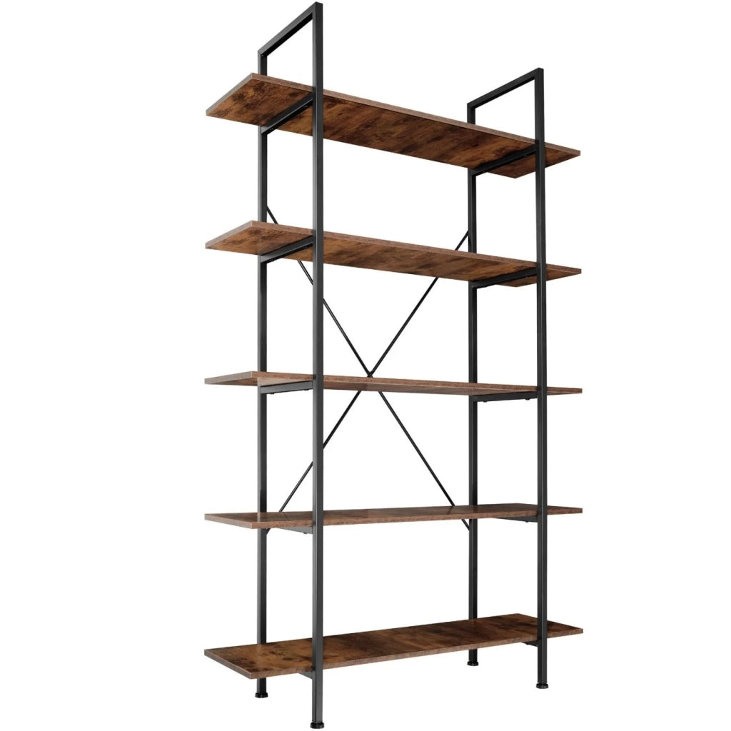 Libreria grande in stile industriale/vintage con 5 ripiani 179,5 cm marrone 08_0000254