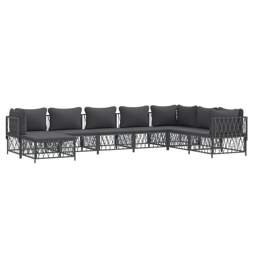 Set Salotto da Giardino 8 pz con Cuscini Antracite in Acciaio 3186913