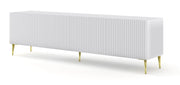 MOBILE RAVENNA B PORTA TV IN MDF RIVESTITO IN FOGLIO 4D 200 BIANCO OPACO GAMBE ORO