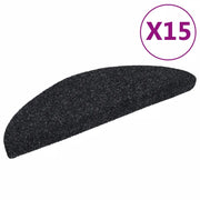 Tappetini per scale autoadesivi 15 pz | Gradini per Scale 56x17x3 cm neri semicircolari