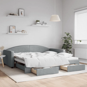 Divano Letto Estraibile Cassetti-Sofa Letto-Daybed Grigio Chiaro 100x200 Tessuto 990572