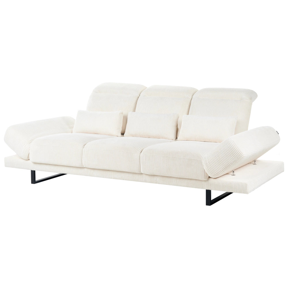 Divano moderno a 3 posti con Rivestimento in corda beige chiaro e Gambe in acciaio soggiorno elegante