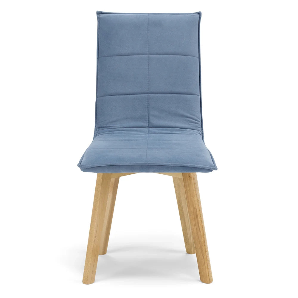 Set 2 sedie Imbottite MARILU', struttura robusta in legno, ideale per sala da pranzo, soggiorno, ufficio, sale d'attesa, tessuto trapuntato a rettangoli colore Carta da Zucchero, Design moderno