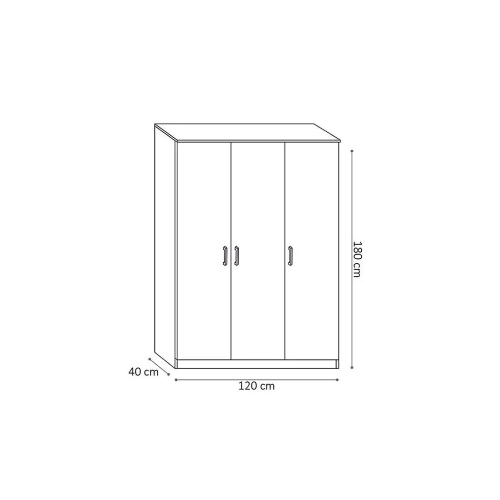 Armadio REY – 3 porte – Rovere chiaro – 5 ripiani – Stile scandinavo