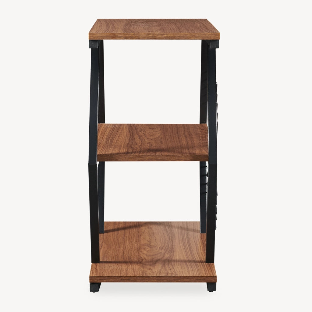 Tavolino Laterale Nolarg a 2 Ripiani 65 x 30 x 61 cm - Nero/Effetto Noce [en.casa]