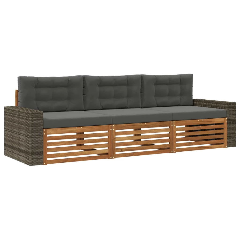 Set di divani da esterno 3 pcs Naturale e Antracite Poliestere