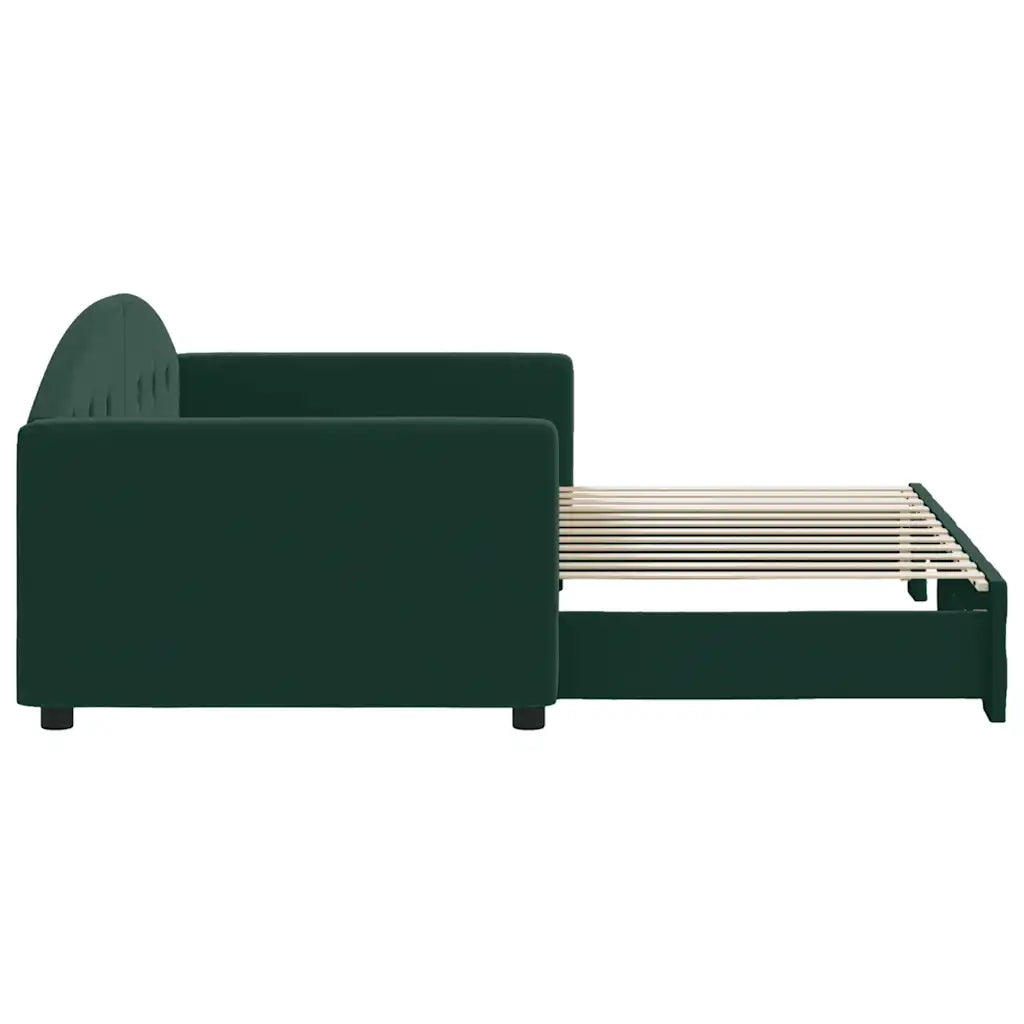 Divano Letto con Letto Estraibile Verde Scuro 90x200cm Velluto 3197303