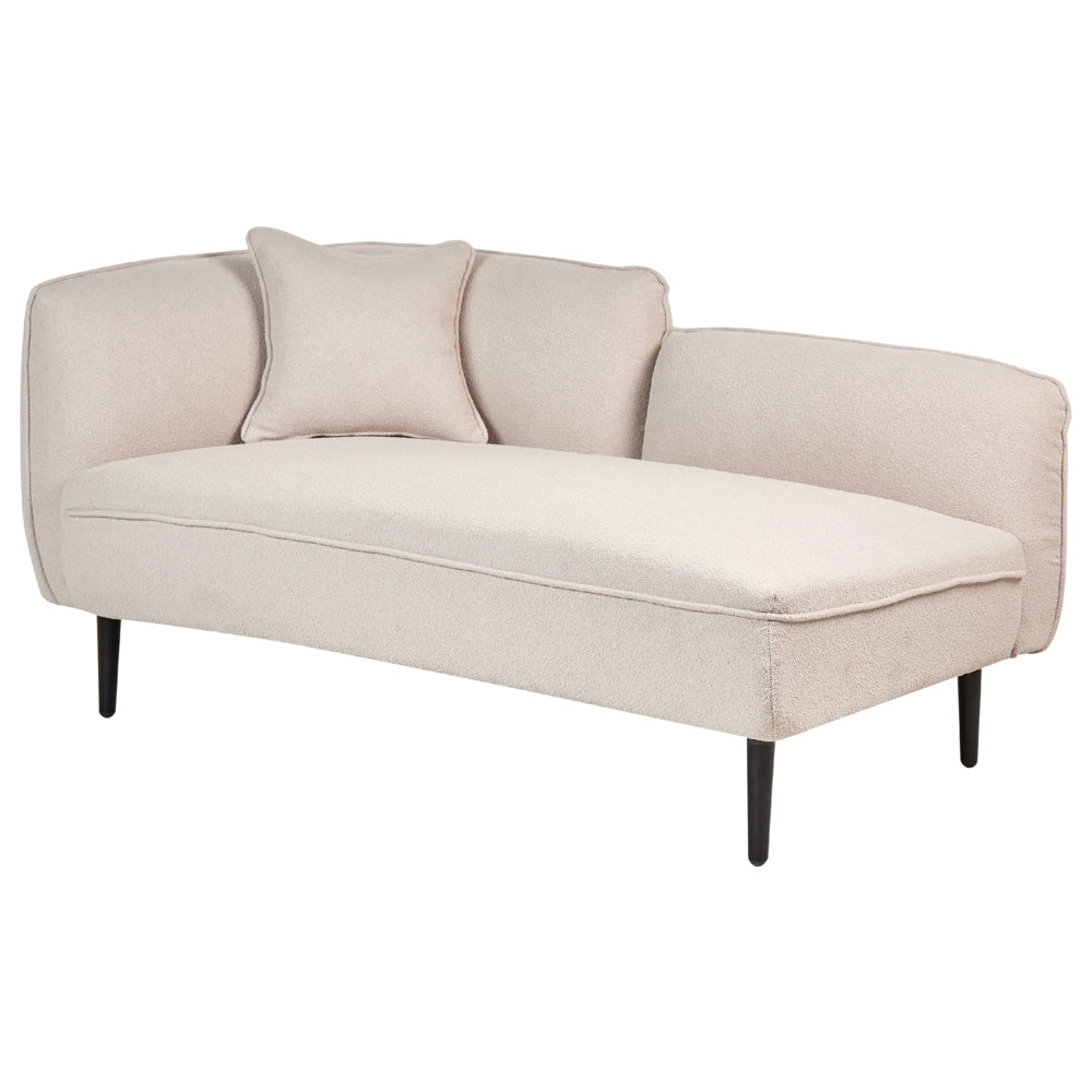 Chaise longue Sinistra in poliestere beige chiaro con cuscino e gambe metallo da salotto