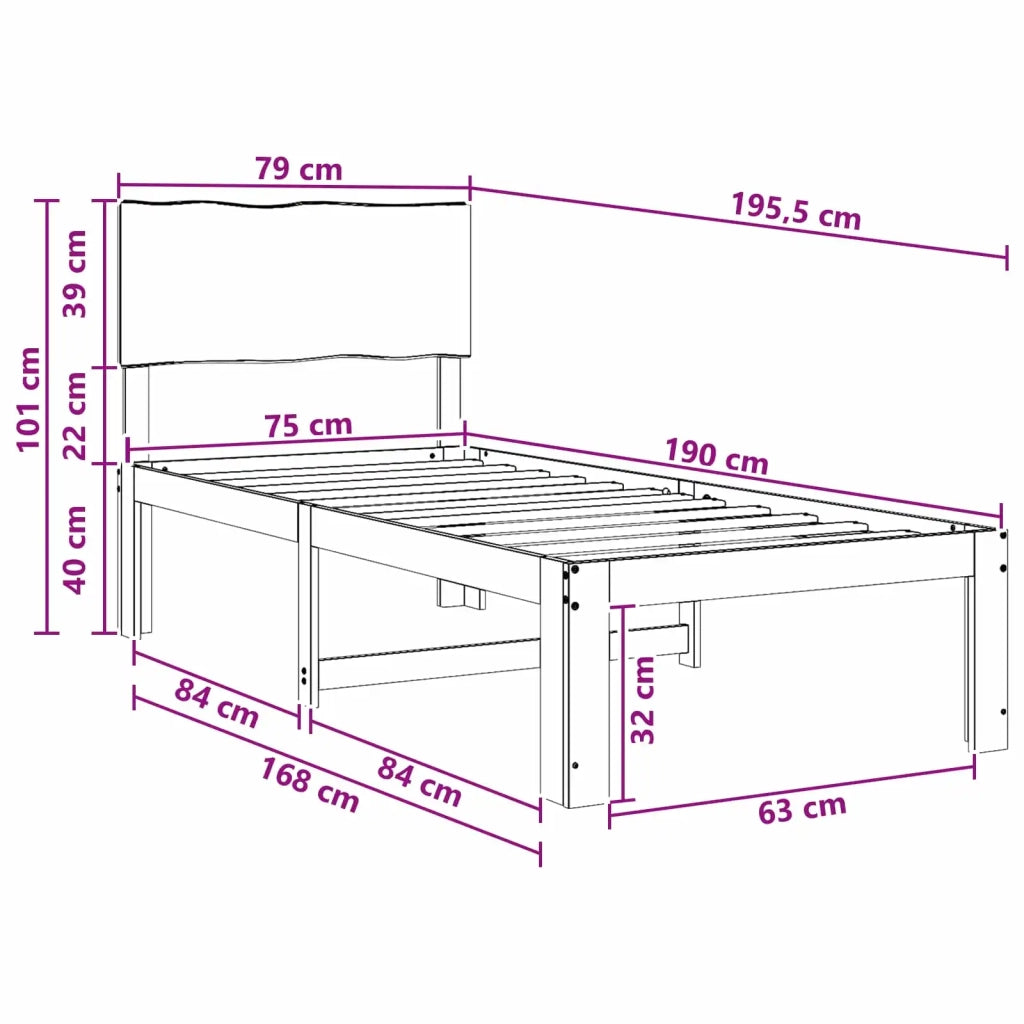 Letto Singolo con Testiera ROSTOCK Bianco 75 x 190 cm 903313