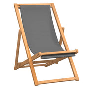 Sedia da Giardino | Sedia da Spiaggia Pieghevole in Legno Massello di Teak Grigia