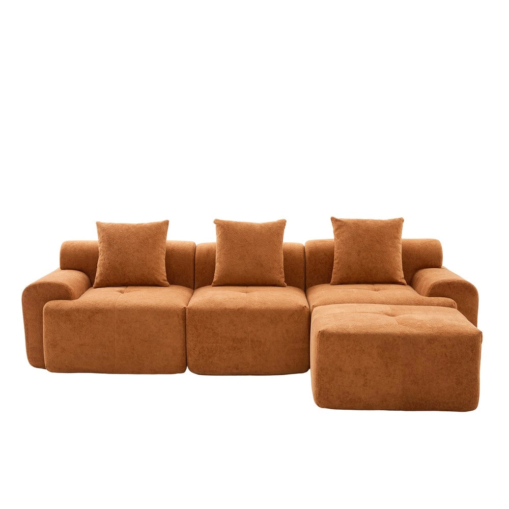 Sof¨¤ modulare moderno - Zephmum - 268¡Á102¡Á78 cm - Arancione - Senza montaggio