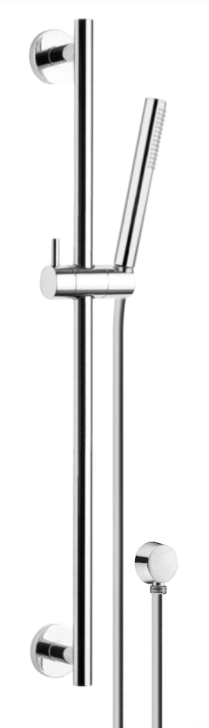 Saliscendi tutto in ottone con doccetta,flessibile cm 150 e presa acqua in ottone