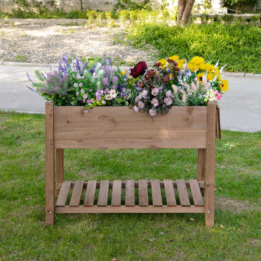 Letto Rialzato in Legno con Ripiano Pieghevole e Mensola ¨C Zephmum ¨C 123x54x80