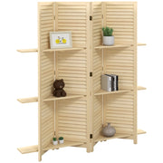 Paravento con 4 pannelli e 3 mensole ¨C zephmum ¨C legno naturale 160x170 cm