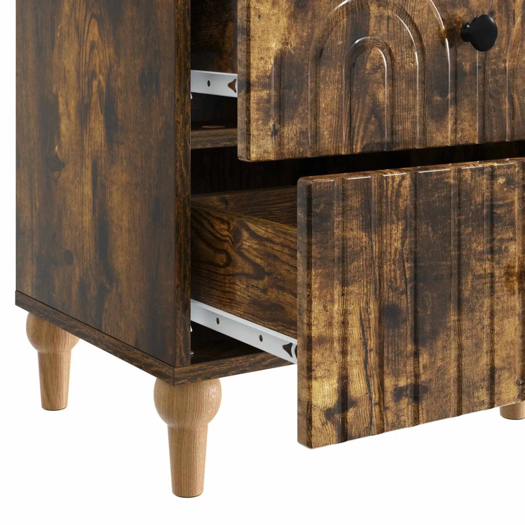 Set di 2 Comodini | Armadio da Notte | Mobiletto da notte Rovere Fumo 43 x 34,5 x 48 cm