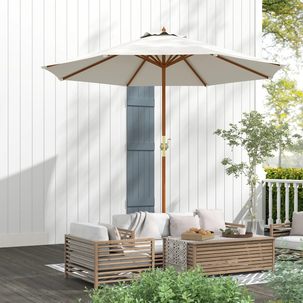 Parasole in legno Parasol Giardino di parasole in legno Parasol Balcone Parasole 2;5 m Crema