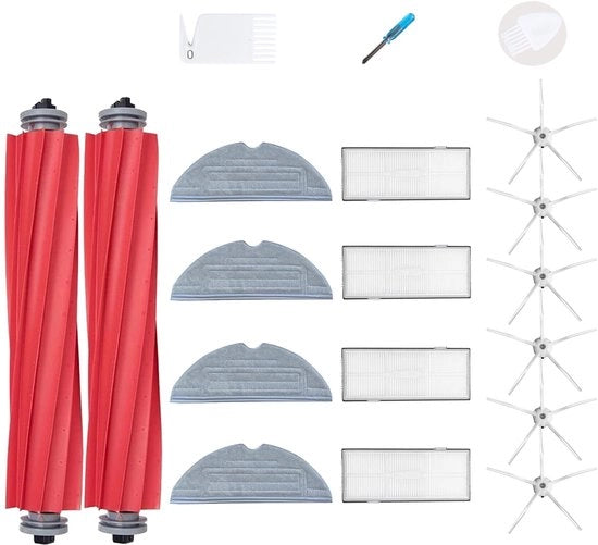 Set di accessori di riserva per Roborock S7 - 4 Filtro - 6 Spazzole laterali - 4 Setole aspirapolvere - 1 Spazzola principale - Pulizia con alta capacità di assorbimento d'acqua - Aspirapolvere robotico