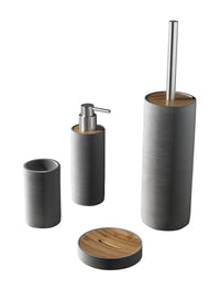 Set 4 Accessori da Bagno in Resina TFT Accessories Grigio e Bambù