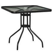 Tavolo da giardino in metallo rimovibile; 76 x 76 cm; impermeabile; con foro per il parasole; antiscivolo; nero.