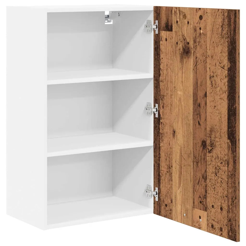 Armadio pensile con porta Legno Antico e Bianco 50 x 31 x 80 cm 884272