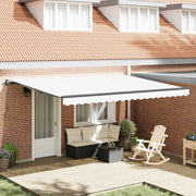 Tenda retrattile-Tenda parasole per balcone Bianco 450 ¡Á 300 cm Poliestere e Acciaio