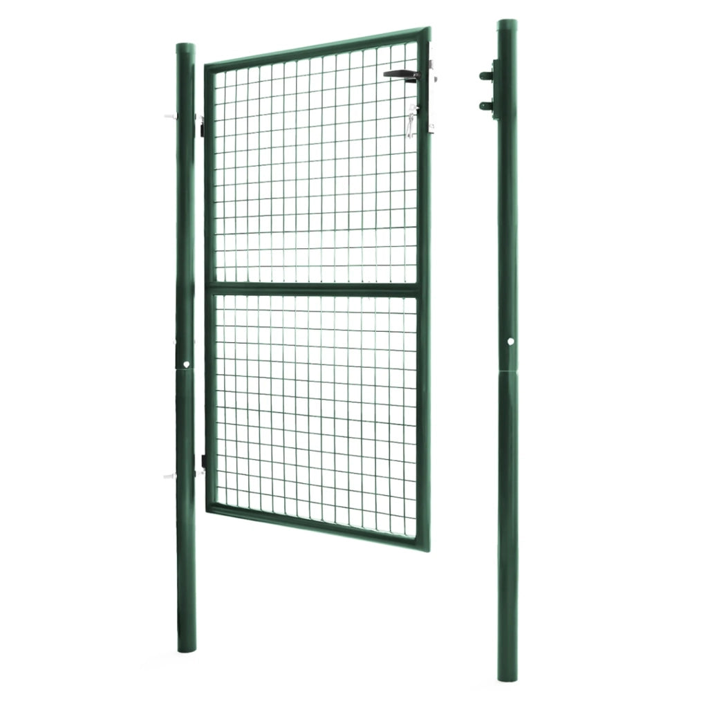 IDMarket - Cancello da giardino in acciaio verde 105 x 125 cm con serratura e maniglia