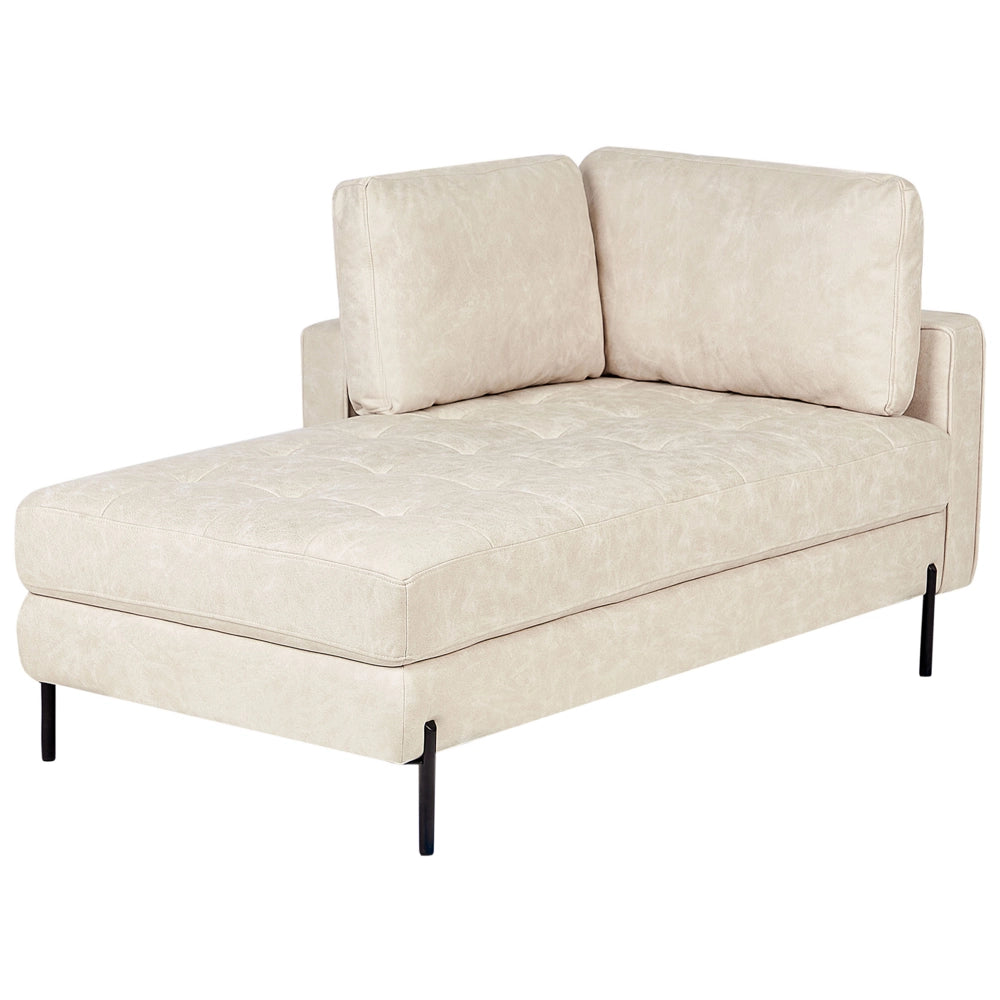 Chaise longue in ecopelle con inserti beige chiaro lato destro stile moderno tradizionale