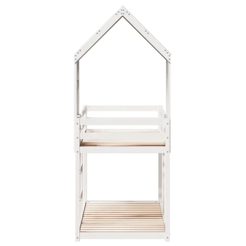 Letto a Castello con Tetto Bianco 90x200 cm in Legno di Pino 3281998