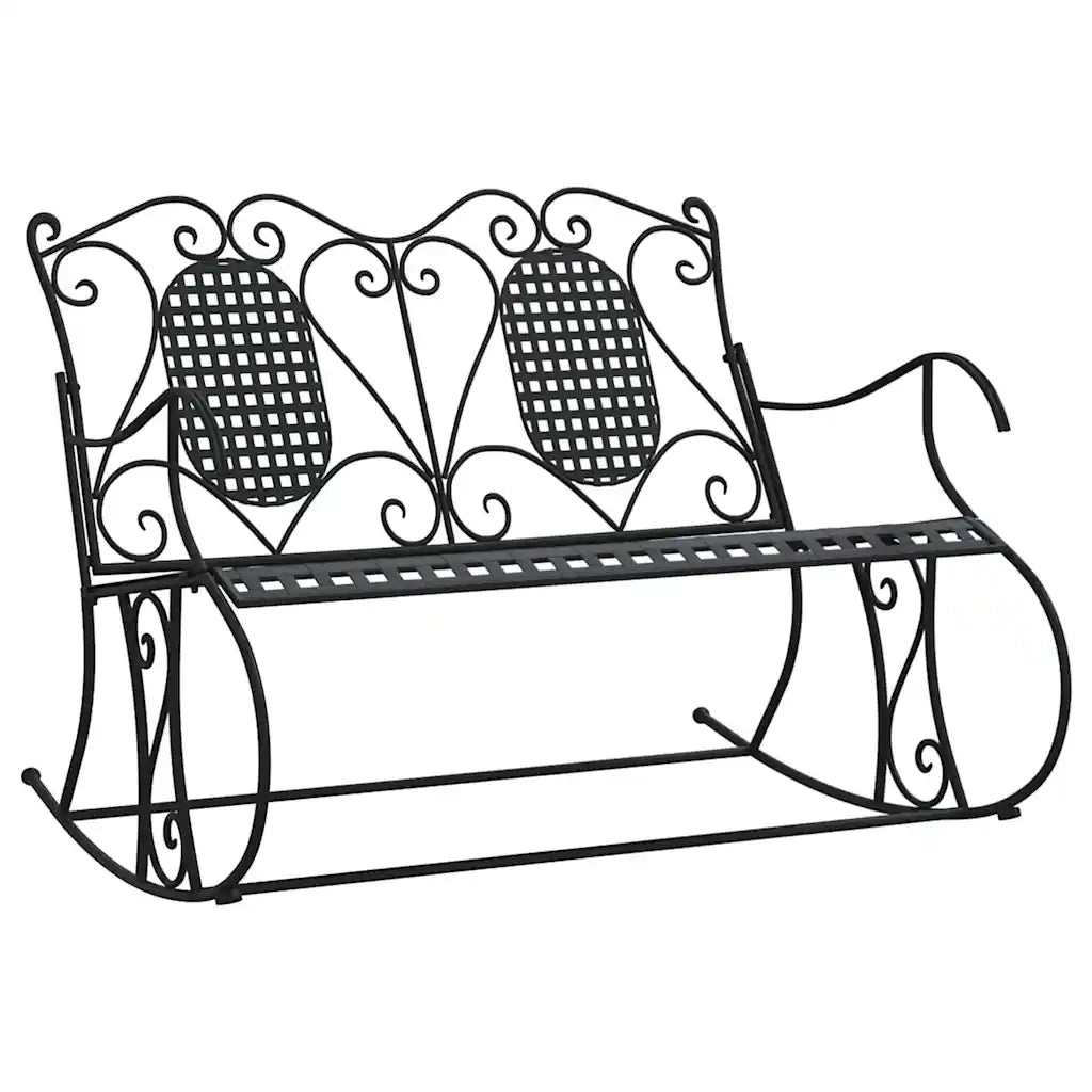 Panca da Giardino | Panchina a Dondolo a 2 Posti 113 cm Nera in Acciaio