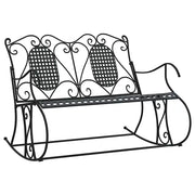 Panca da Giardino | Panchina a Dondolo a 2 Posti 113 cm Nera in Acciaio
