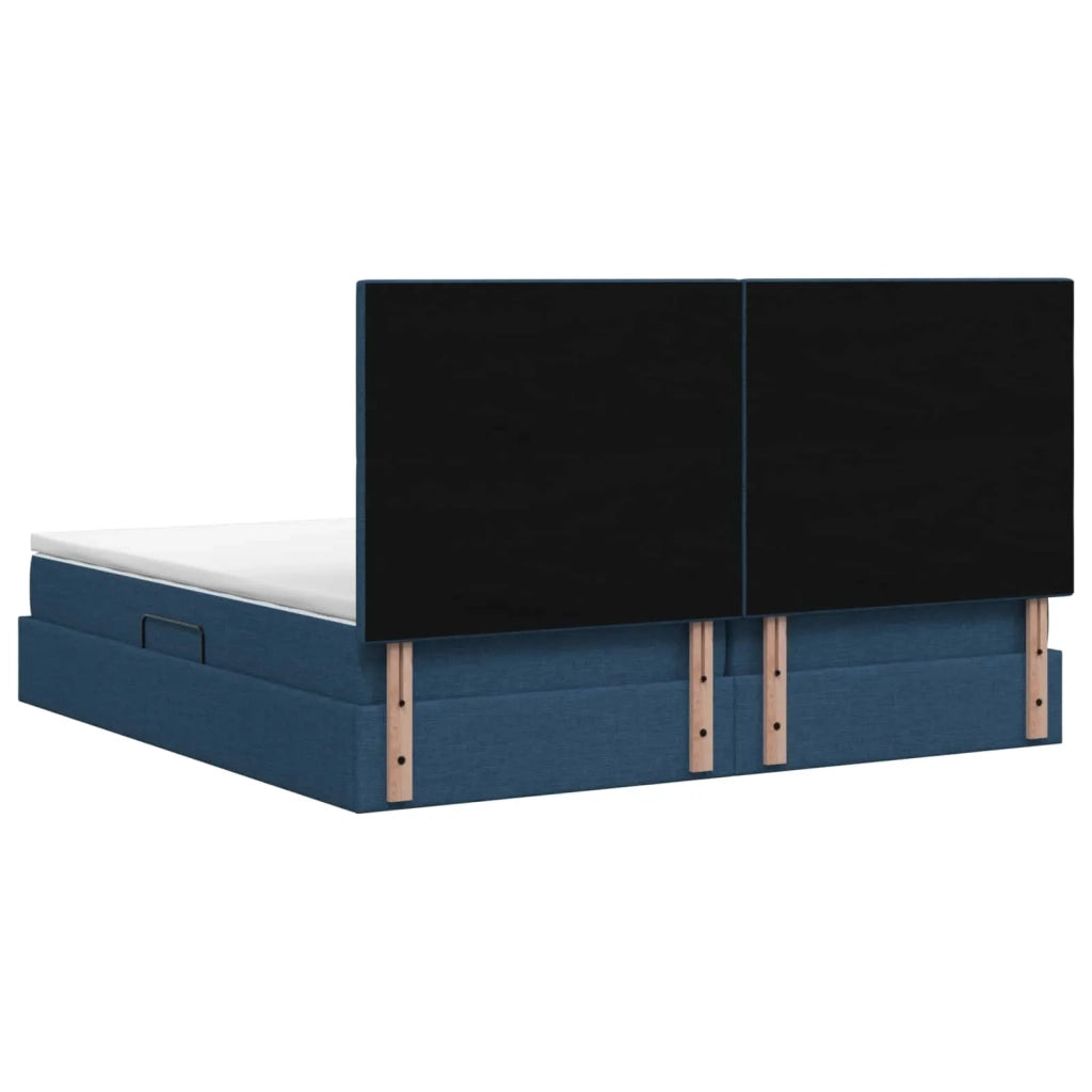 Letto con contenitore e materasso Blu 200 x 200 cm Tessuto 3459593