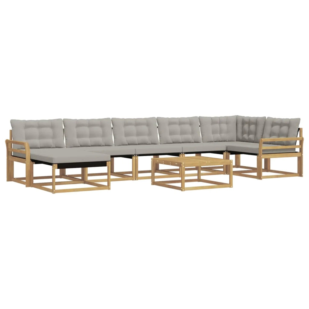 Set di divani da esterno 8 pcs Bianco e Grigio Chiaro