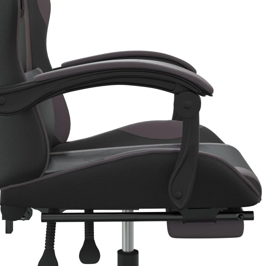 Sedia da Gaming Girevole Poggiapiedi Nero e Grigio Similpelle 349583