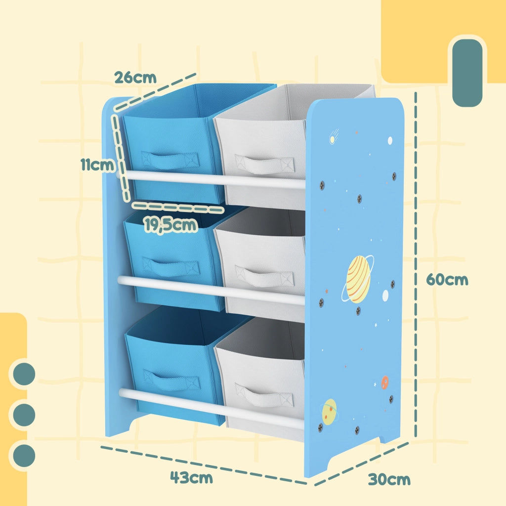 Scaffale per Bambini con Cestini ¨C Zephmum ¨C Azzurro 43x30x60 cm