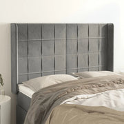 Testiera ad Orecchio-Testata con Orecchie Grigio Chiaro 147x16x118/128 cm in Velluto 139116