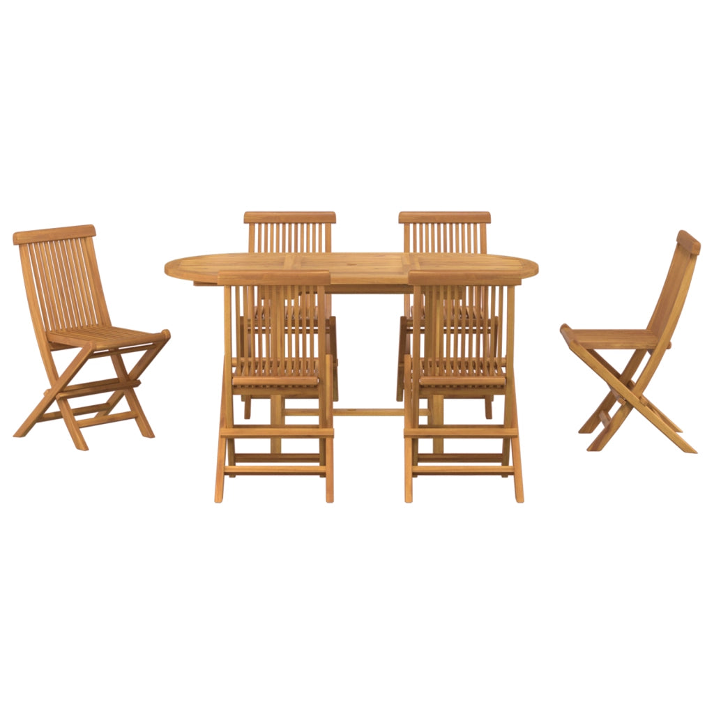 Set da Pranzo da Giardino da 7 Pezzi in Legno Massello di Teak