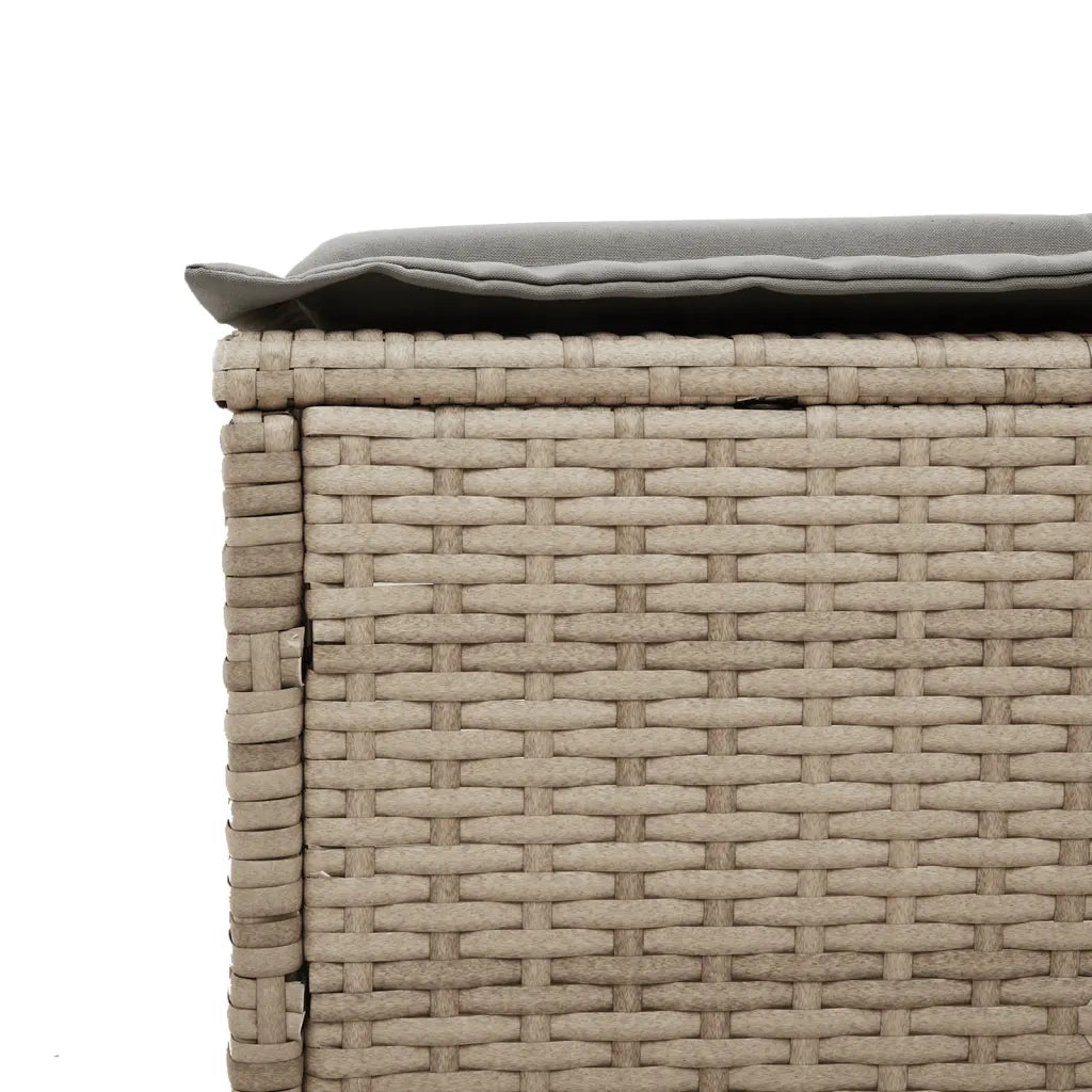 Lettino Prendisole con Tavolo e Cuscino Beige in Polyrattan 4002731