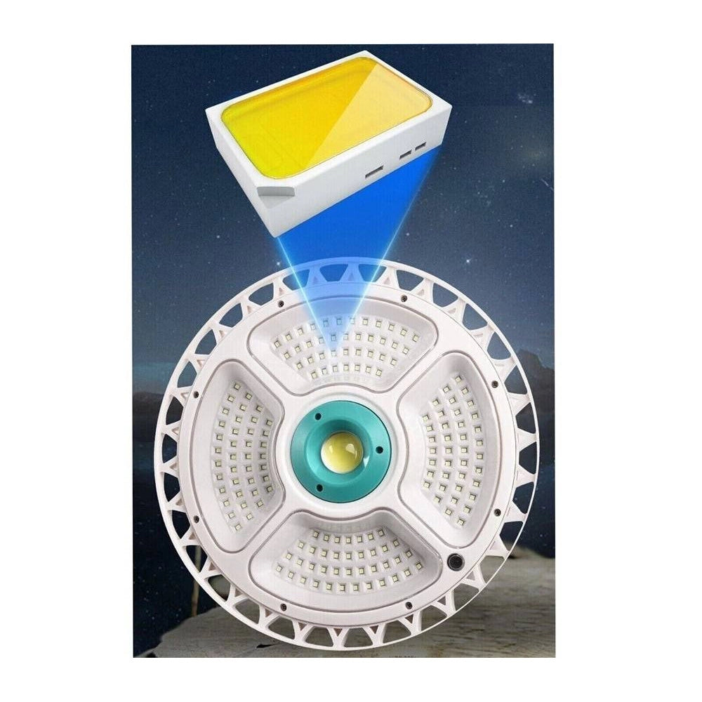 Trade Shop - Plafoniera Lampada 400watt A Sospensione Faro Con Pannello Solare 236 Led 1300lm -