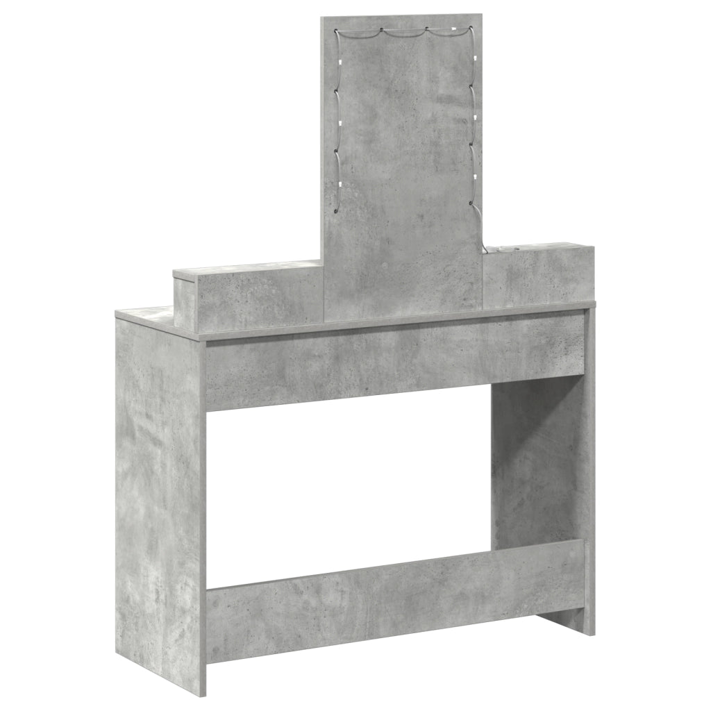 Tavolo da Toeletta con Luci LED Grigio Cemento 100x41x140 cm