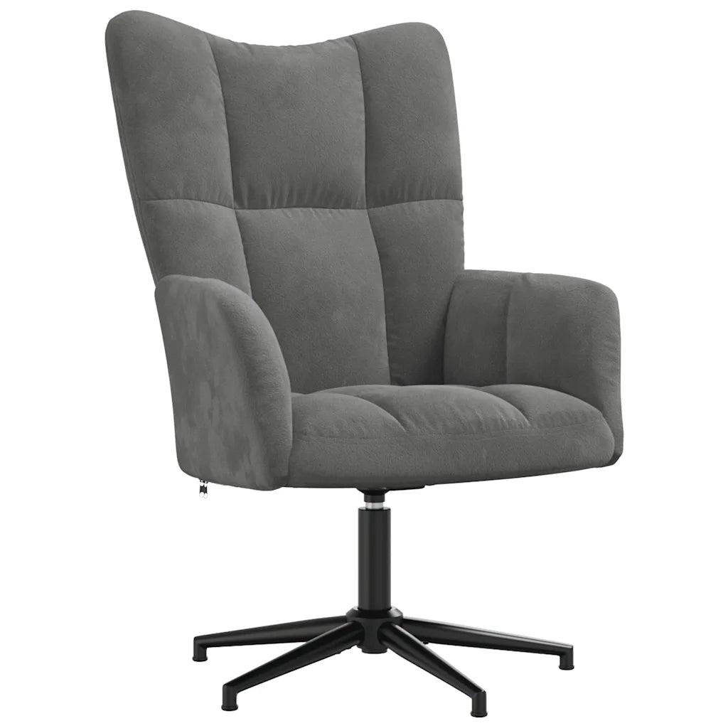 Poltrona | Sedia Relax Grigio Scuro in Velluto