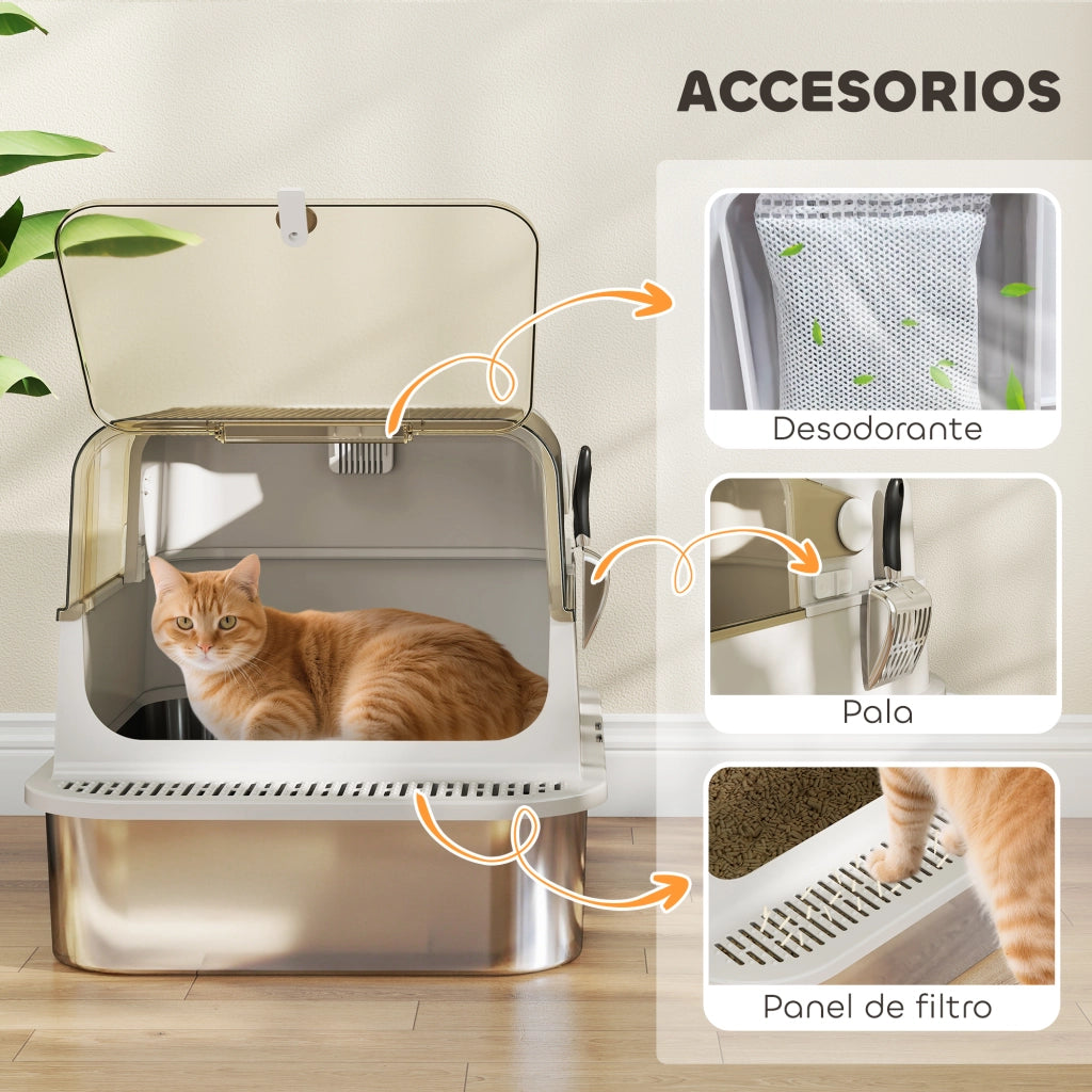 Arenero per Gatti in Acciaio Inox con Tapa ¨C Zephmum ¨C Grigio 80x50x30