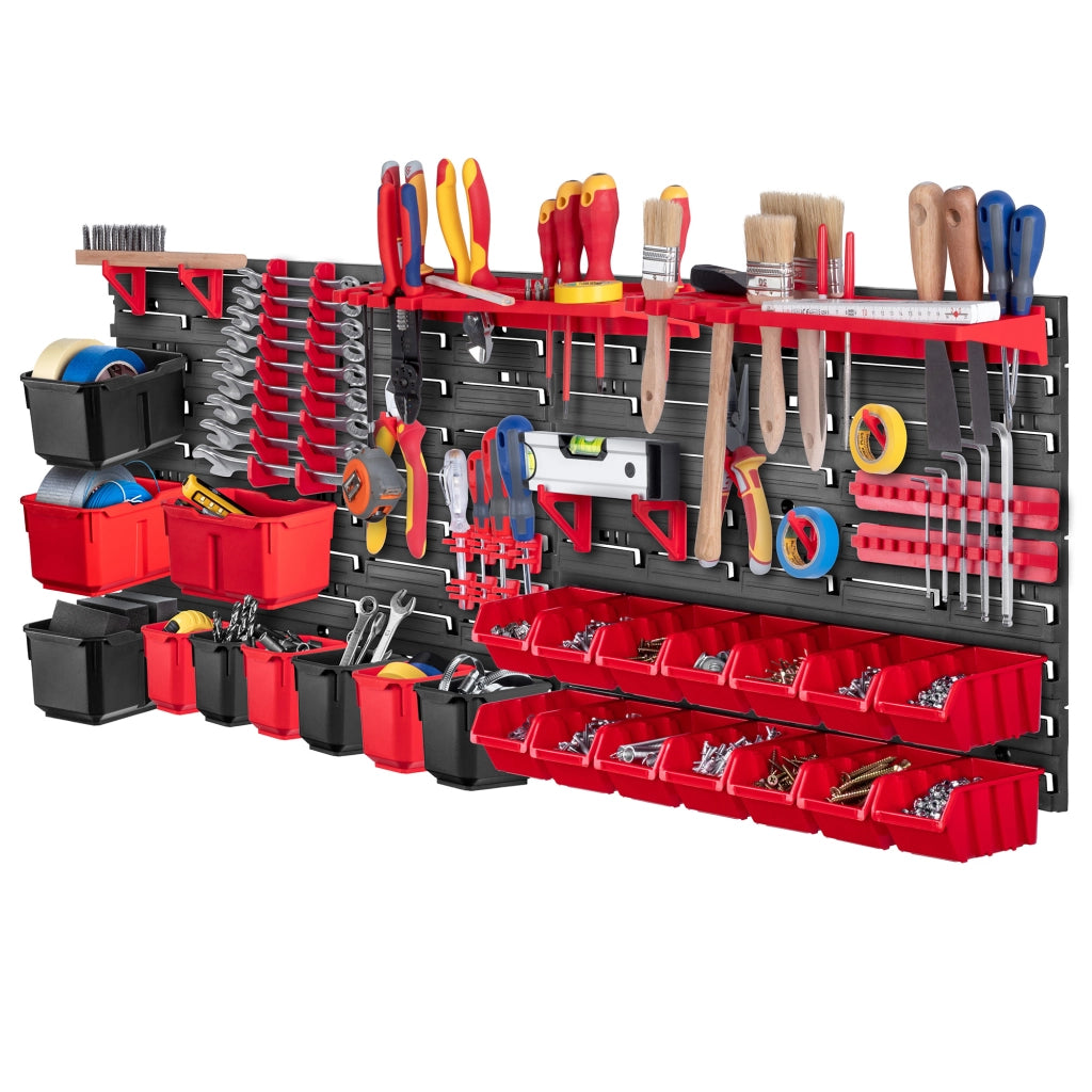 Pannello portautensili KADAX da parete per officina, 116x39 cm, 14 scomparti, 20 supporti, garage.