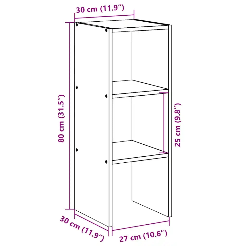 Libreria Impilabili Rovere Fumo 30x30x80 cm Legno Multistrato 858811