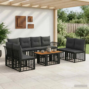 Set Divano da Giardino 9 pz Nero e Grigio scuro polyrattan 3437969