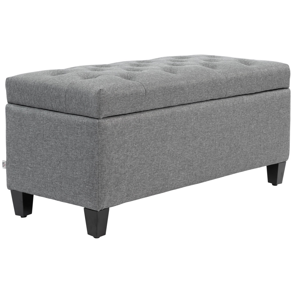 Panca imbottita con contenitore, seduta apribile, 100 x 40 x 44 cm, grigio chiaro
