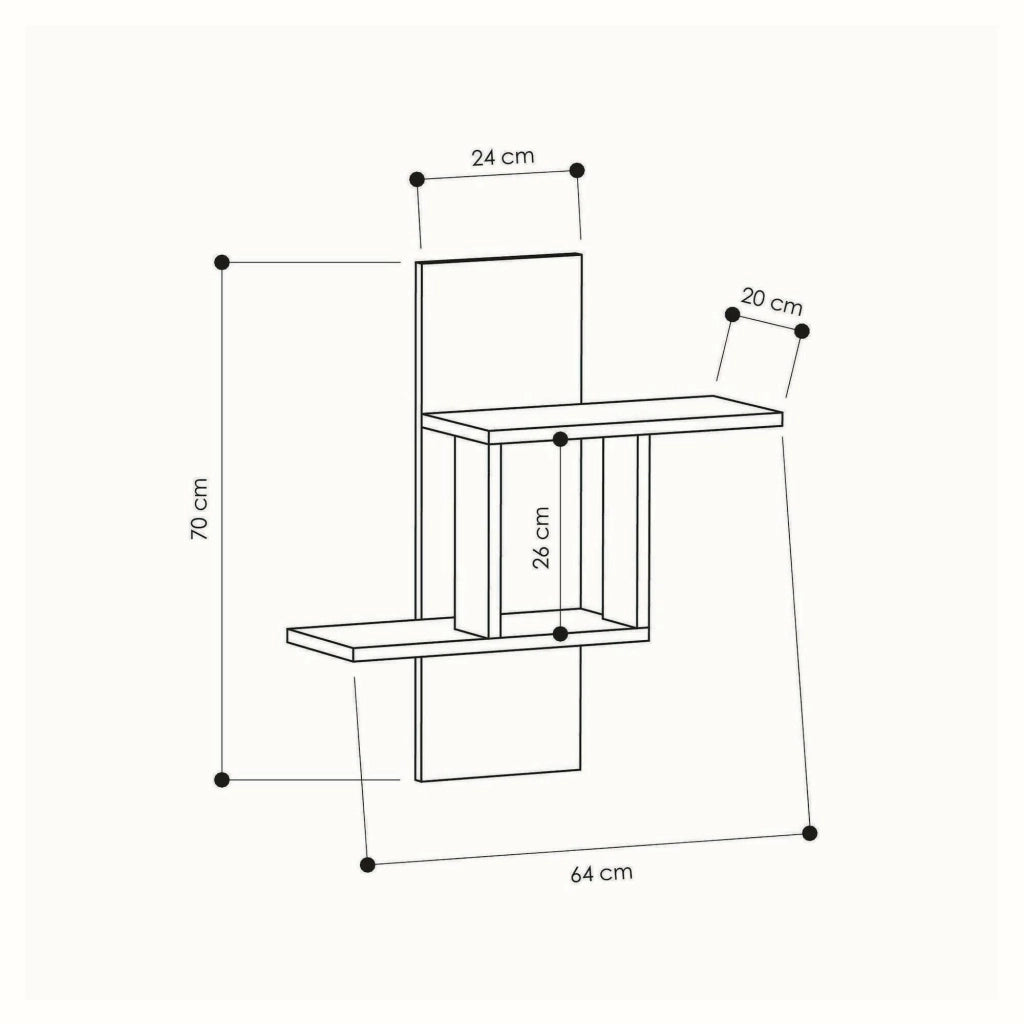 Mensola Aviano, Scaffale, Ripiano a muro, Scaffalatura multiuso, 64x20h70 cm, Quercia