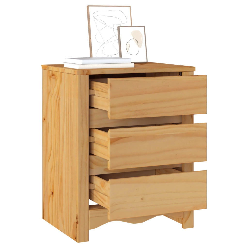 Comodino  "DRAMMEN" 45x35x56 cm in Legno Massello di Pino